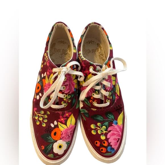 Keds Shoes - Keds Floral Pattern Maroon, Pink, Green Canvas Sneakers, 7 Rifle Paper Co.